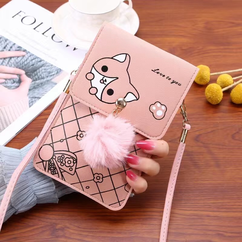 Women'S Crossbody Bags - Cute Cartoon Pattern Touch-Screen Phone Bag
