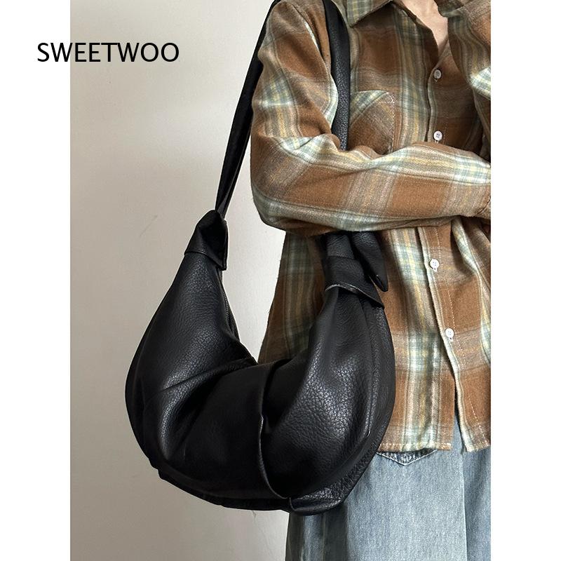Dark Brown Pebbled Faux Leathe - Hobo Bag Slouchy ulasan dan harga