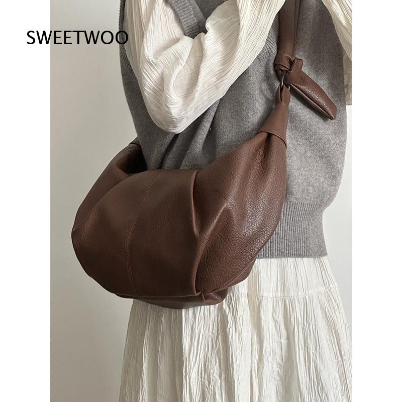 Dark Brown Pebbled Faux Leathe - Hobo Bag Slouchy ulasan dan harga