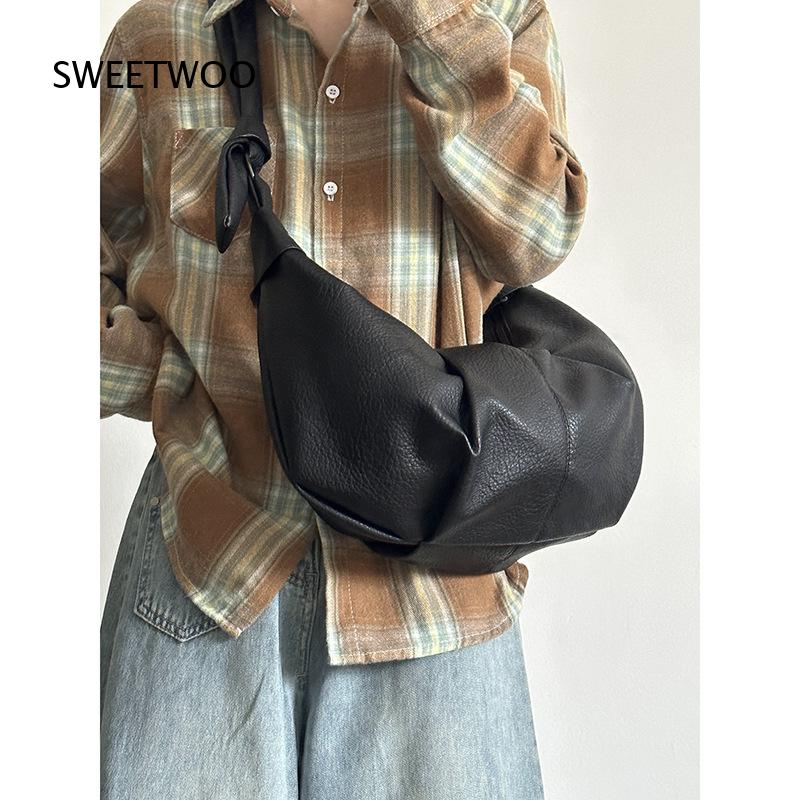 Dark Brown Pebbled Faux Leathe - Hobo Bag Slouchy ulasan dan harga