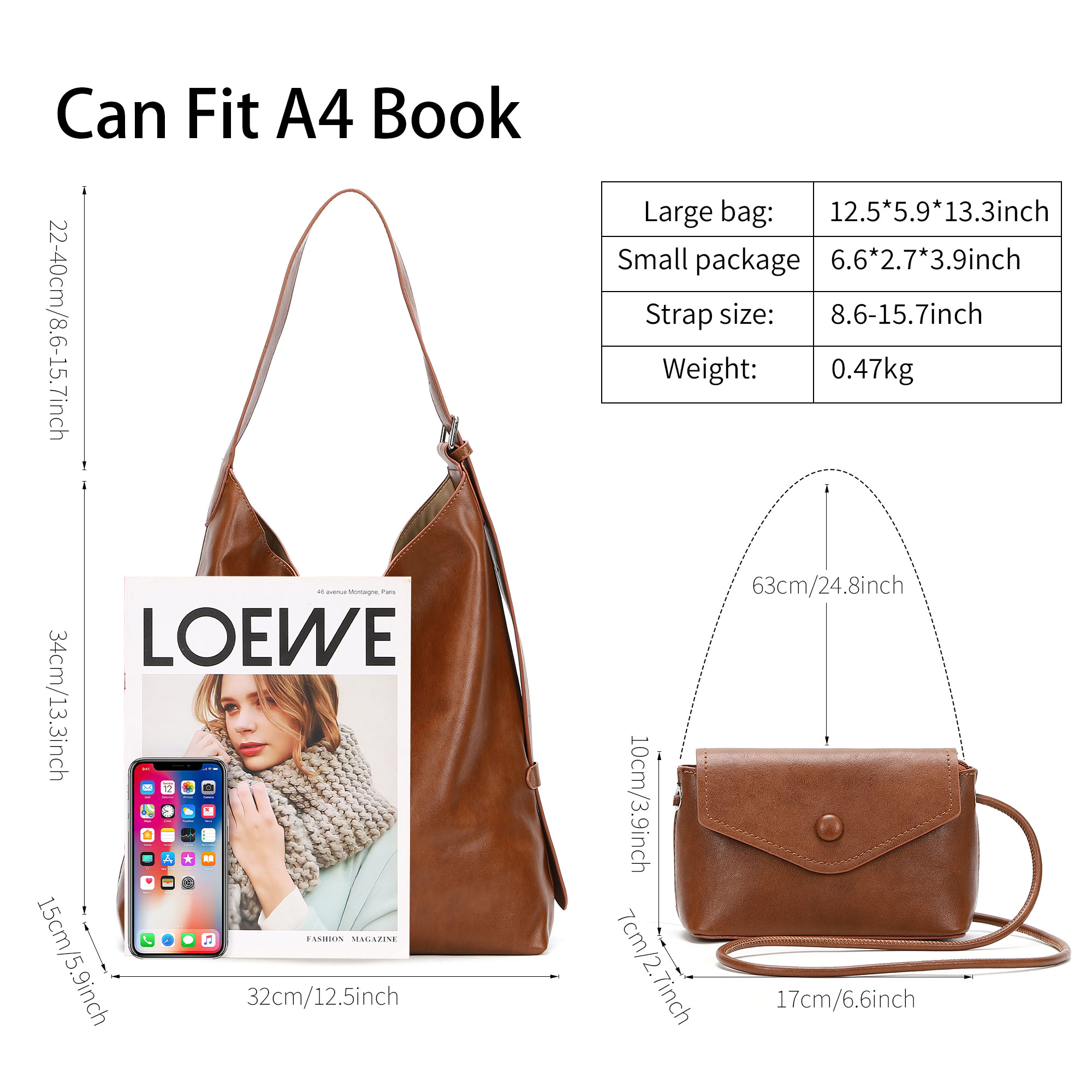 Tote Hobo Bags for Women Soft  - Hobo Bag Slouchy ulasan dan harga
