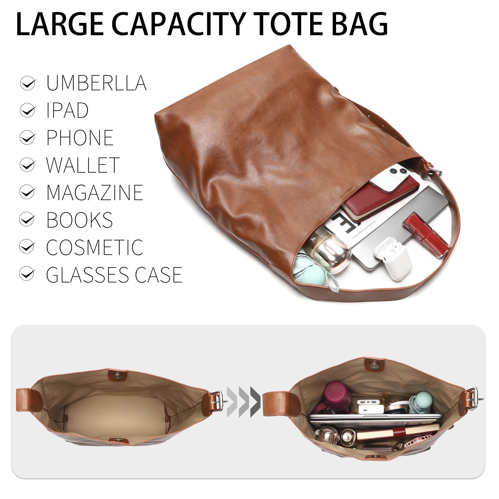 Tote Hobo Bags for Women Soft  - Hobo Bag Slouchy ulasan dan harga