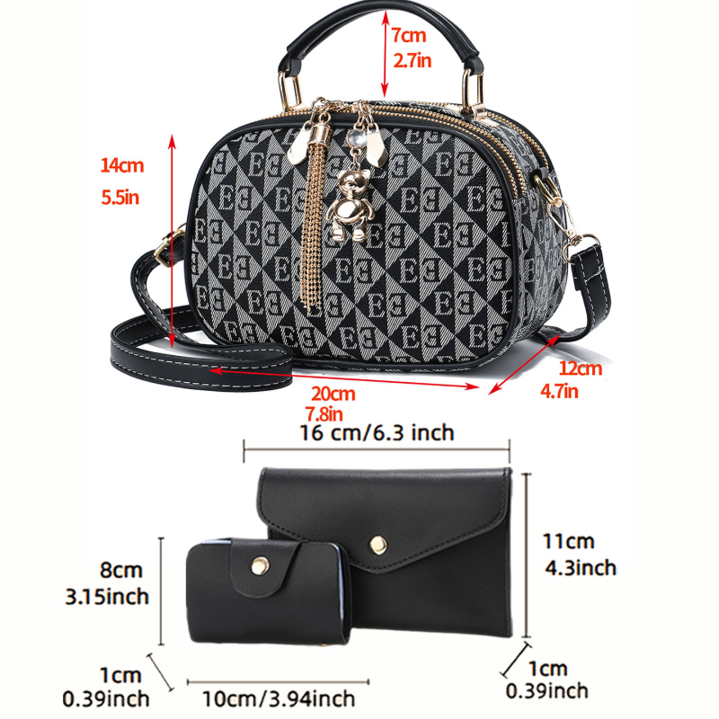 3-piece letter print mini roun - Women'S Crossbody Bags ulasan dan harga