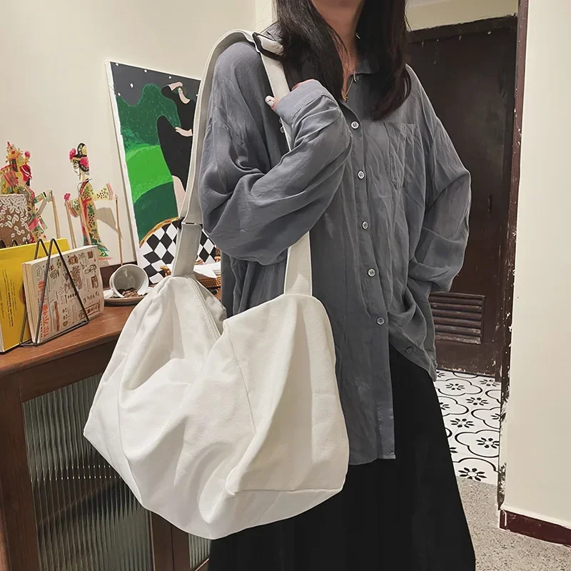 Oversized Female Canvas Fabric - Hobo Bag Slouchy ulasan dan harga