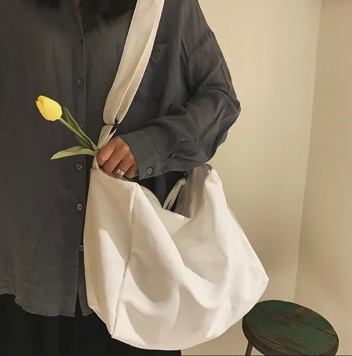 Oversized Female Canvas Fabric - Hobo Bag Slouchy ulasan dan harga