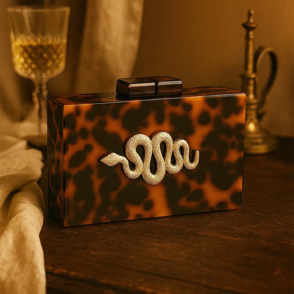 Women's Banquet Bag Retro Leop - Tortoiseshell Bag Acrylic ulasan dan harga