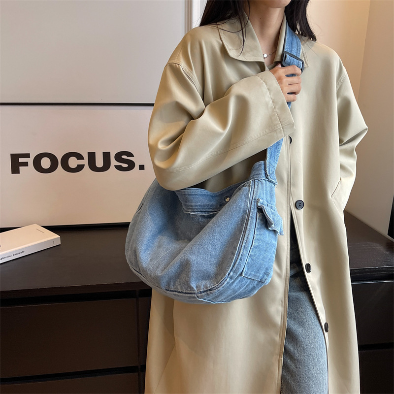 Oversized Denim Hobo Bag Wide  - Hobo Bag Slouchy ulasan dan harga