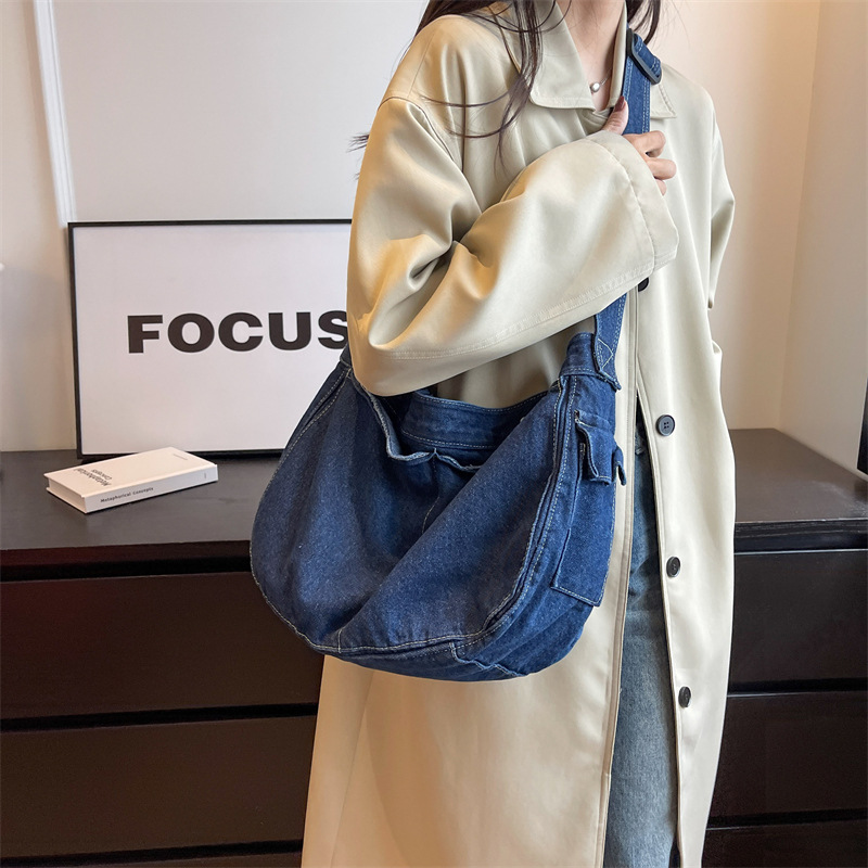 Oversized Denim Hobo Bag Wide  - Hobo Bag Slouchy ulasan dan harga