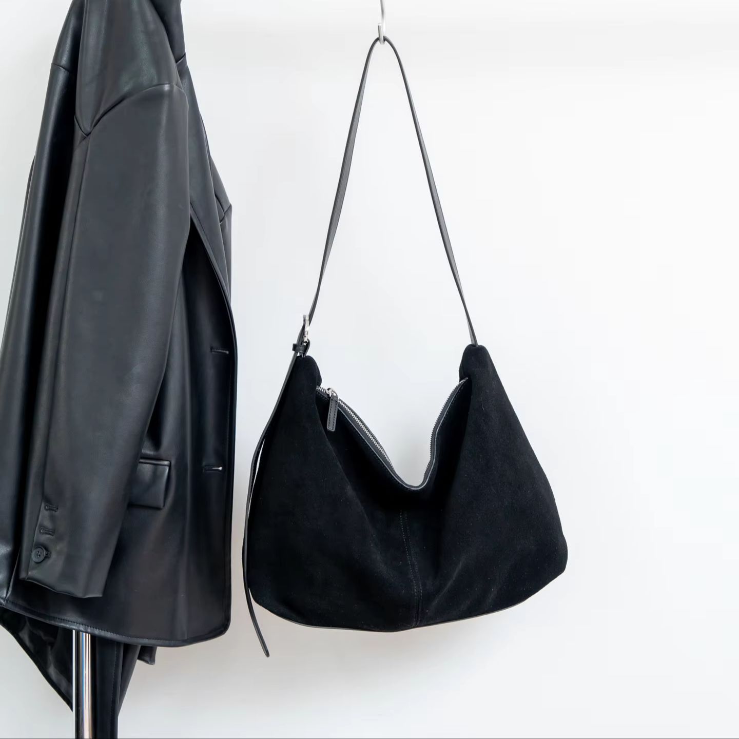 Women Suede Leather Hobo Shoul - Hobo Bag Slouchy ulasan dan harga