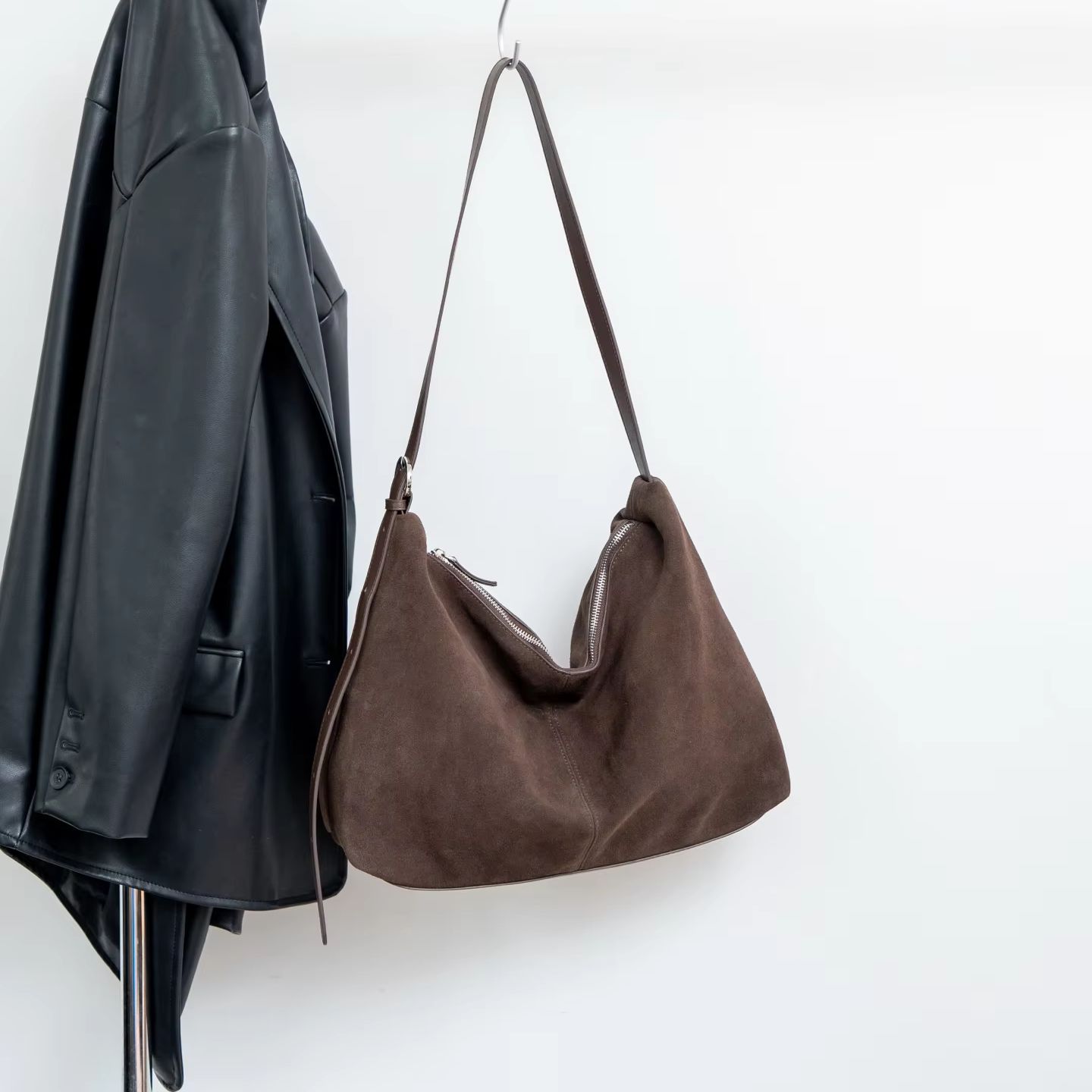 Women Suede Leather Hobo Shoul - Hobo Bag Slouchy ulasan dan harga